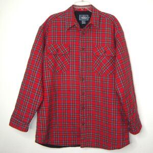 Vintage Woolrich Mens Quilt Lined Flannel Jacket Red Plaid Hunting Size XL